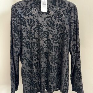 Torrid Flocked Mock Neck Lace Long Sleeve Top